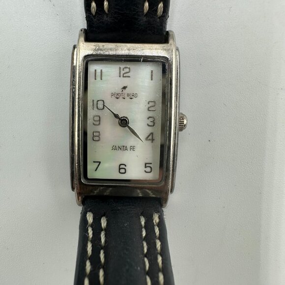 Peyote Bird Sante Fe Watch Sterling Silver Mother Of Pearl Dial New Battery 8" - Picture 1 of 15